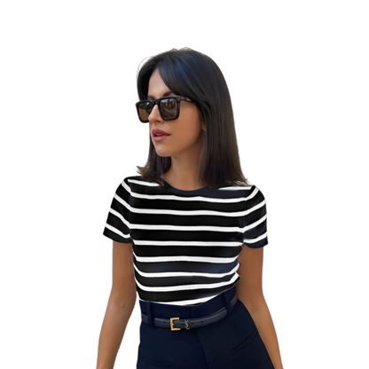 Casual striped crew neck tee