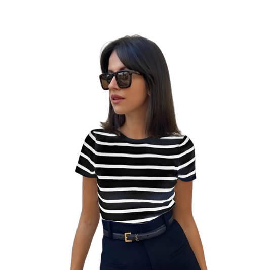 Casual striped crew neck tee