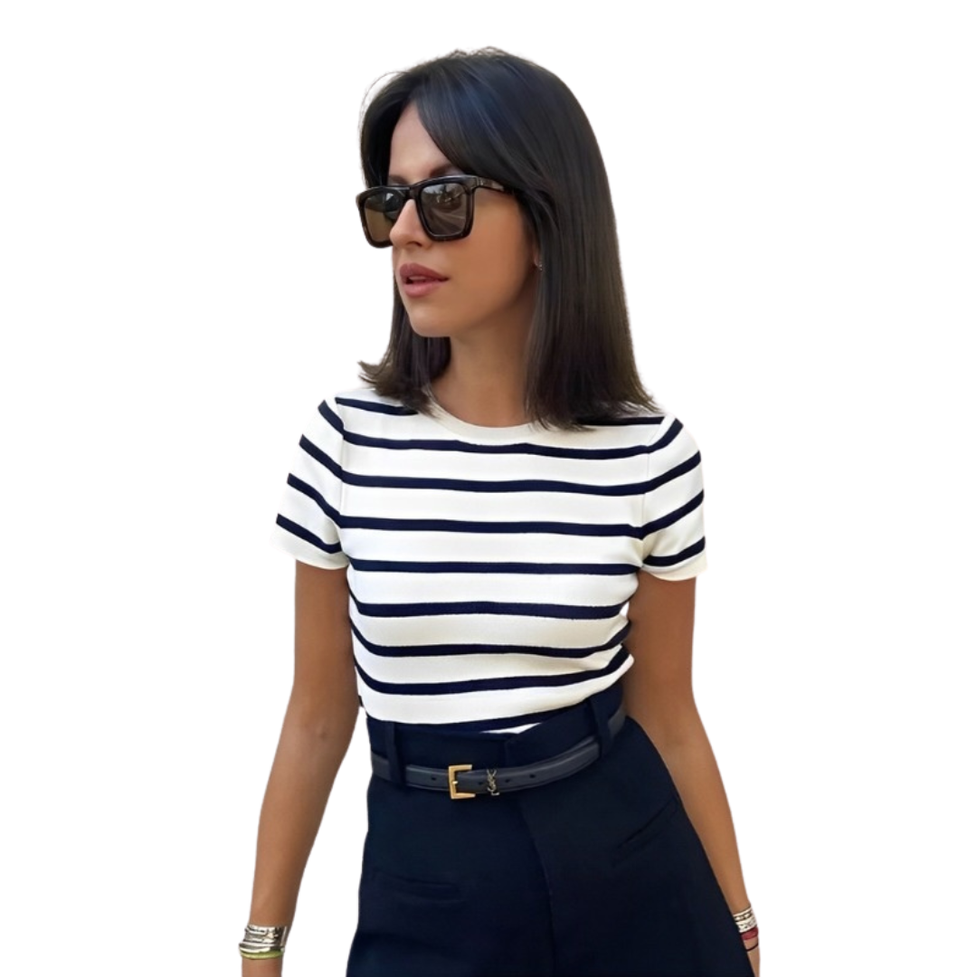 Casual striped crew neck tee