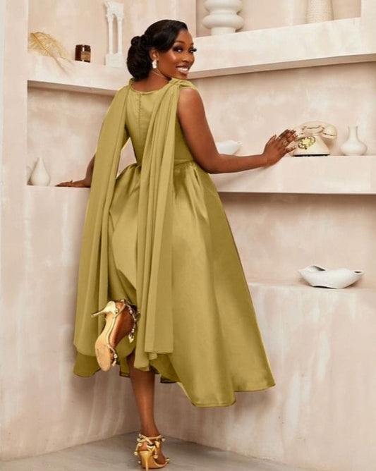 Plus-size New Women Solid Satin Swing Dress Black